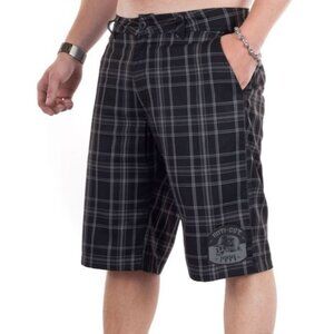 Metal Mulisha Men's 36 Black Plaid Cotton Walk Shorts Goth Grunge Punk